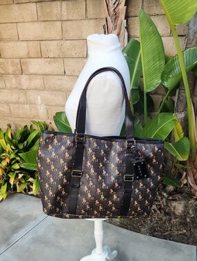 L.A.M.B. Gwen Stefani Brown Lamb Print Tote Bag Purse